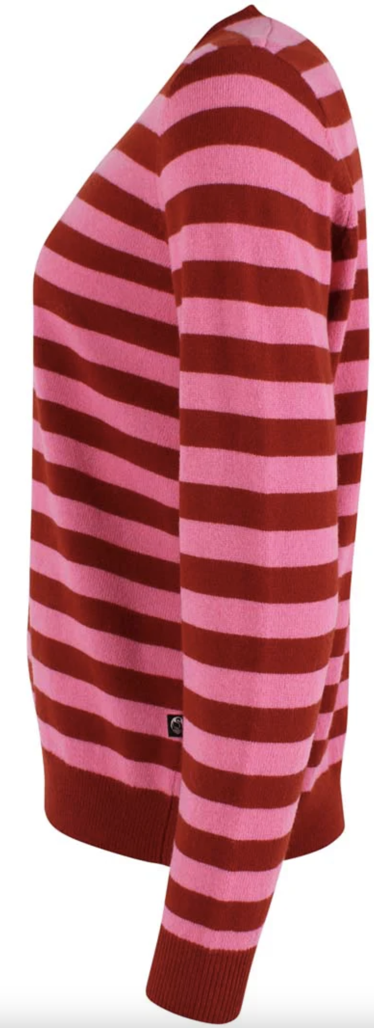 Danefae Damen Strickpullover Danesaint in Rosa/Weinrot gestreift