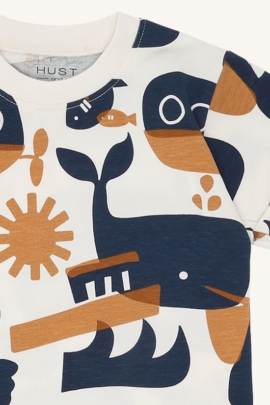 Hust & Claire Anton Kurzarm T-Shirt Ocean Life - Navy & Cognac Hust & Claire Anton Kurzarm T-Shirt Ocean Life - Navy & Cognac