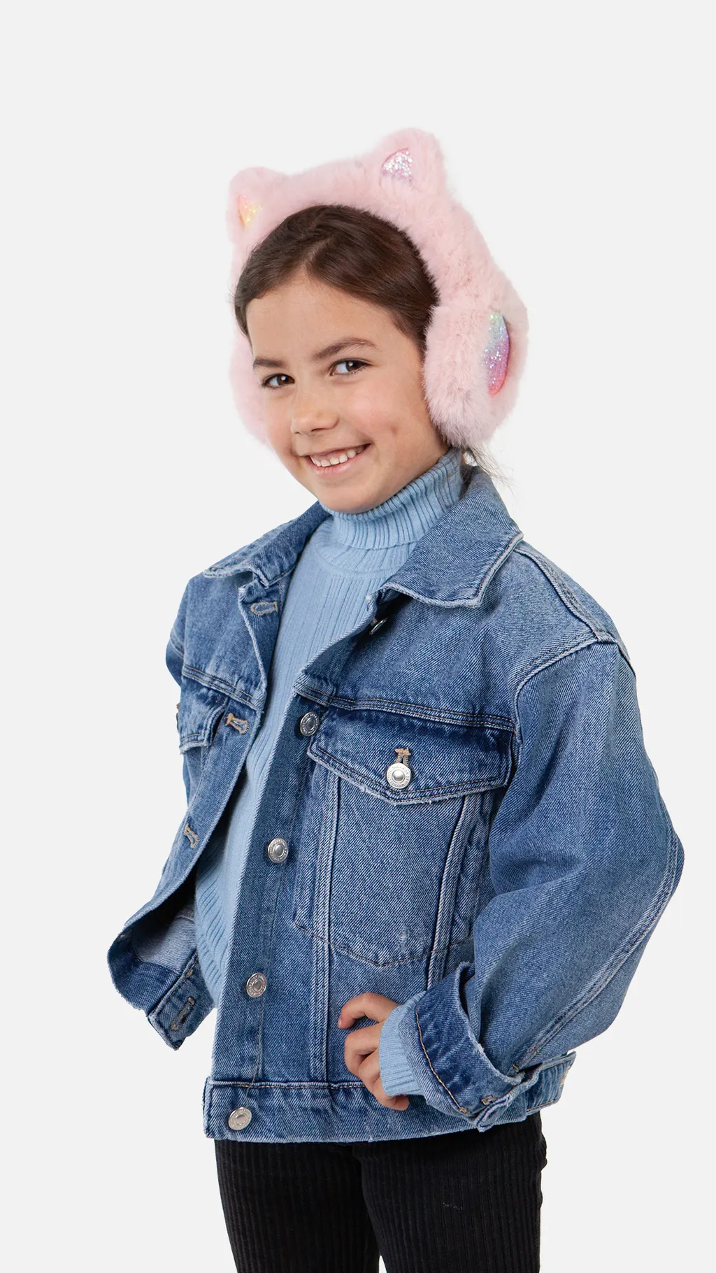 Barts Kids Twincky Ohrwärmer Earmuffs mit Kunstfell & Regenbogen Glitzer in Rosa mit Öhrchen