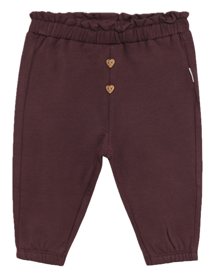 Minymo Baby Sweathose in Huckleberry mit Herz Knöpfe Minymo Baby Sweathose in Huckleberry mit Herz Knöpfe