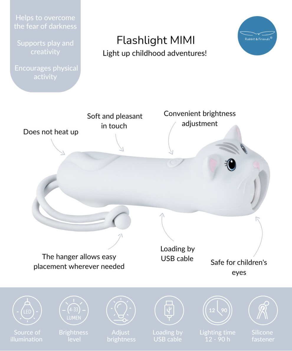 Rabbit & Friends Katze Taschenlampe in Grau - Mimi