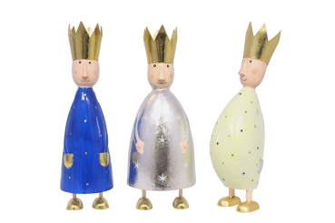 Pape Kunstgewerbe - 3 Könige Set in Silber, Gold & Blau - 25 cm