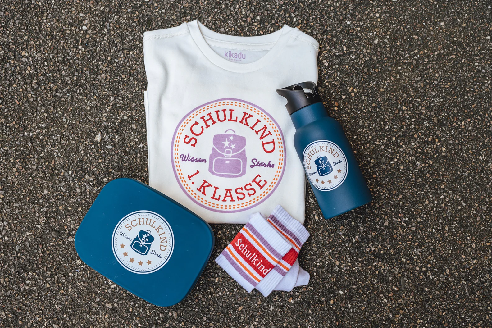 kikadu Schulkind Kurzarm T-Shirt GOTS zertifiziert - Lavender