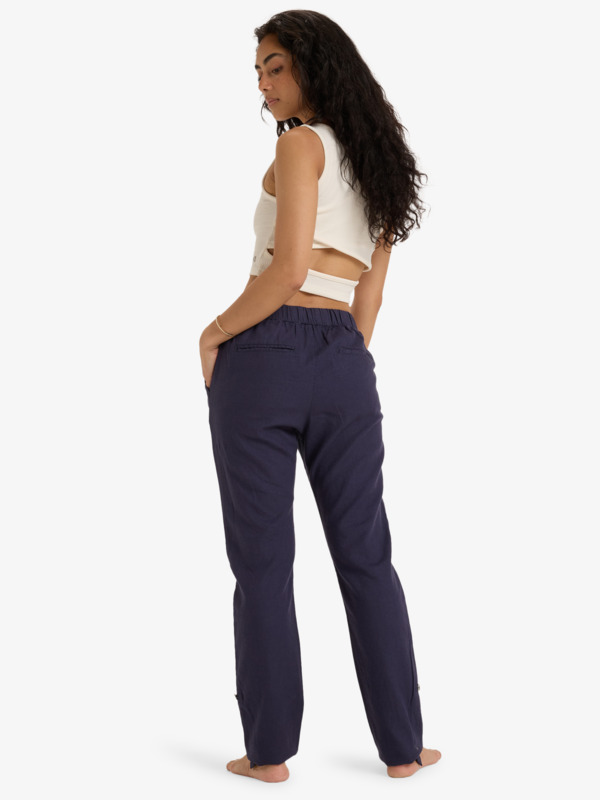 Roxy On The Seashore - Cargo Hose aus Leinen in Mood Indigo Dunkelblau