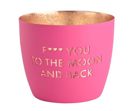 The Gift Company Madras Windlicht in Pink - F**** You to the Moon and Back