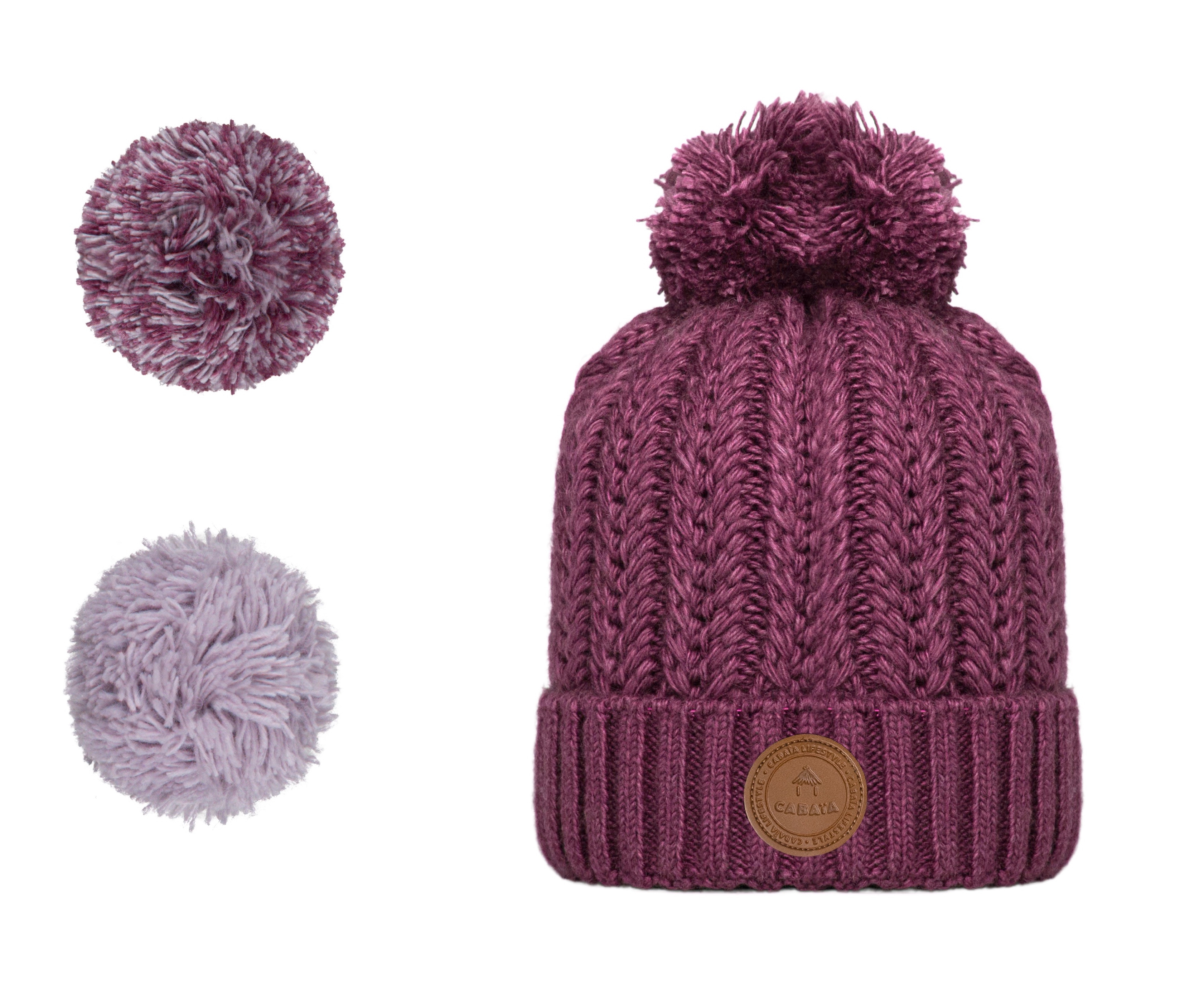 Cabaia Mütze Moscow Mule mit 3 Bommel - Dark Purple - SALE
