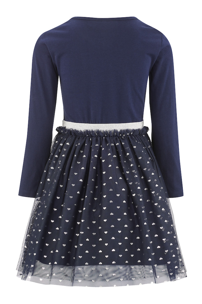 Happy Girls Kleid mit Tüllrock und Silber Metallic Herzen - Glitzer Regenbogen
