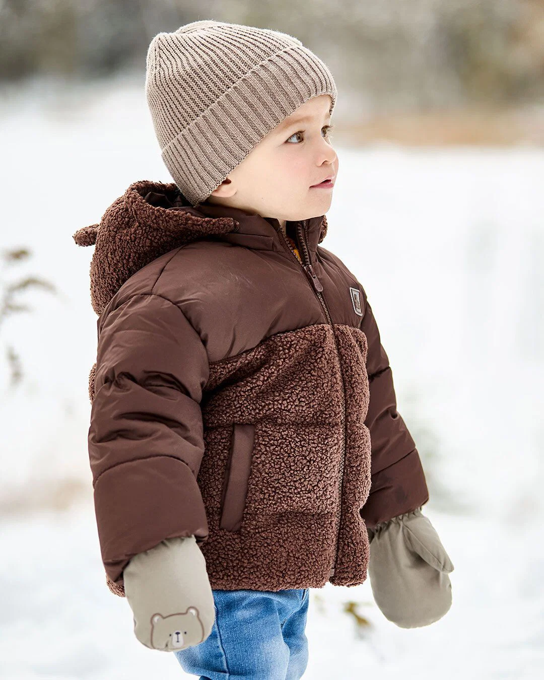 maximo Baby Thermofäustlinge mit Daumen in Fungi-Braun – Bärenmotiv, Thinsulate und Klettverschluss maximo Baby Thermofäustlinge mit Daumen in Fungi-Braun – Bärenmotiv, Thinsulate und Klettverschluss