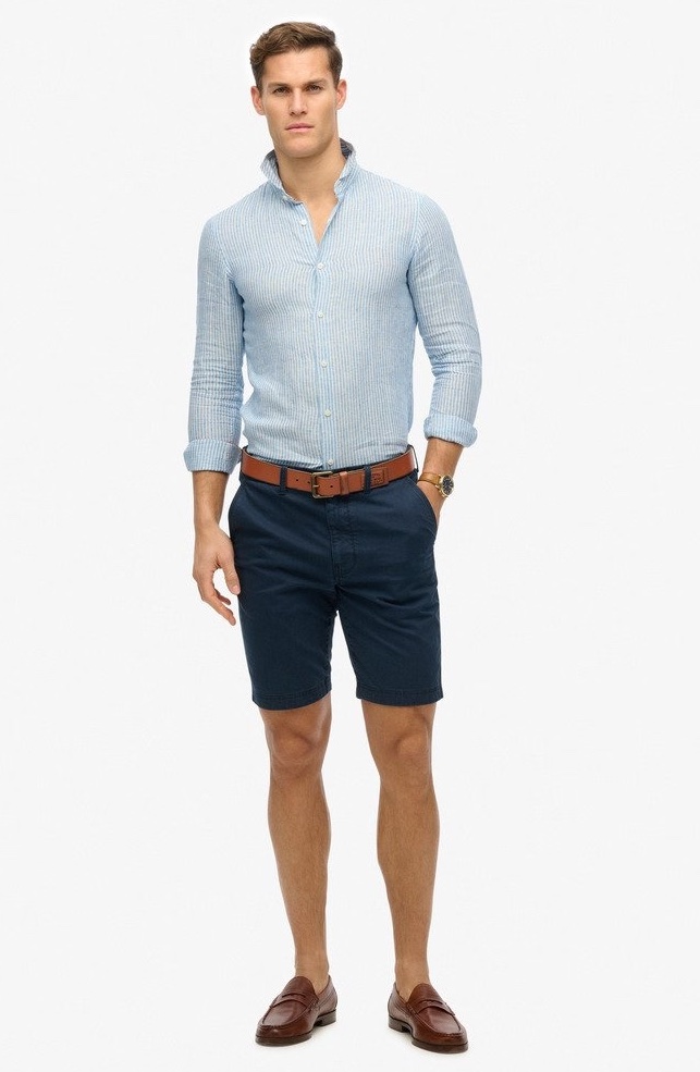 Superdry Herren Leinen Hemd in Azurre Blau gestreift - SALE Superdry Herren Leinen Hemd in Azurre Blau gestreift - SALE