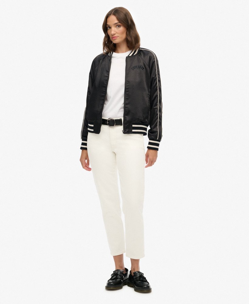 Superdry Damen College Bomberjacke Suikajan Embroidered - Schwarz - SALE Superdry Damen College Bomberjacke Suikajan Embroidered - Schwarz - SALE