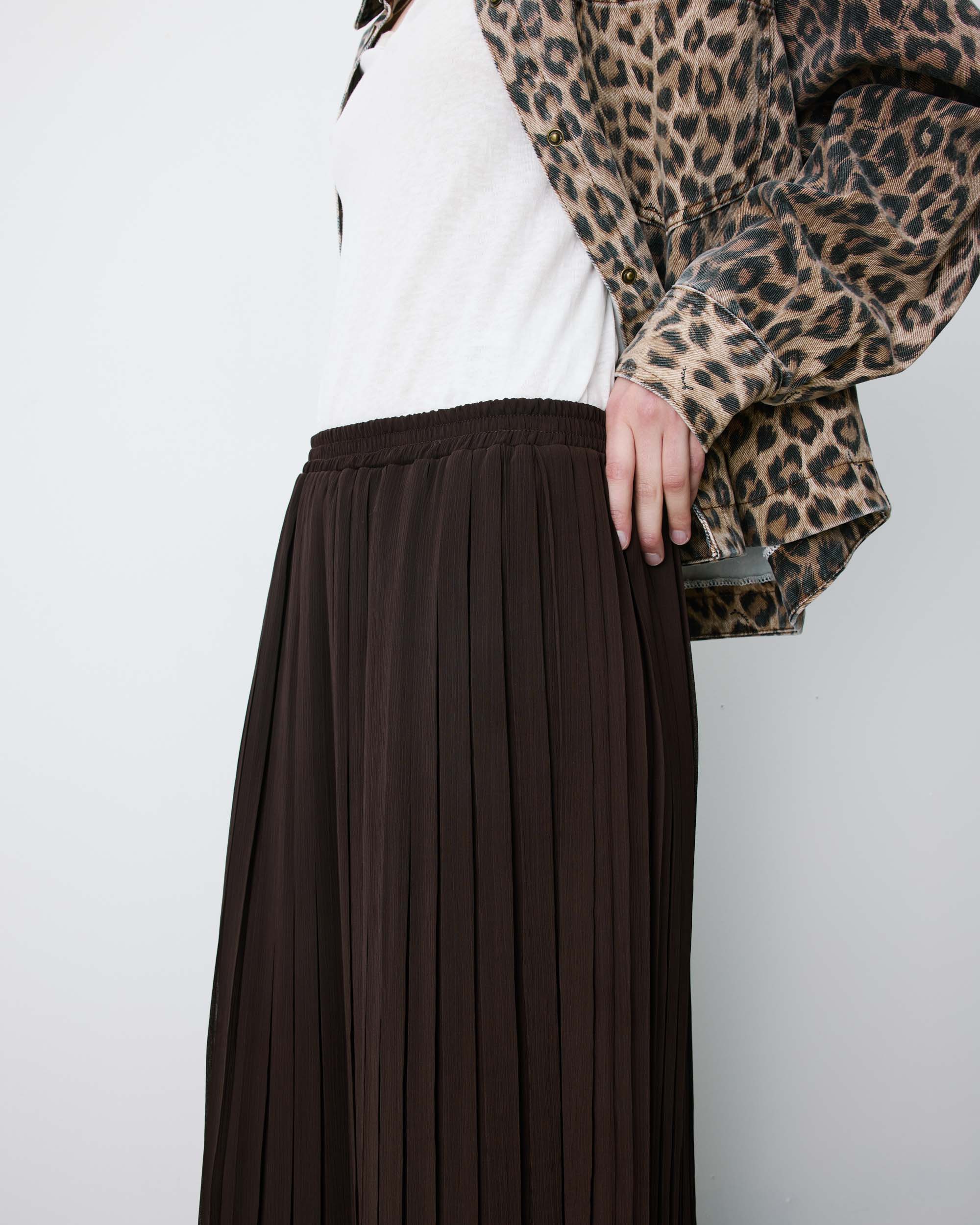 Grace & Mila Maxi Plissee Rock ANISSA in Schokobraun