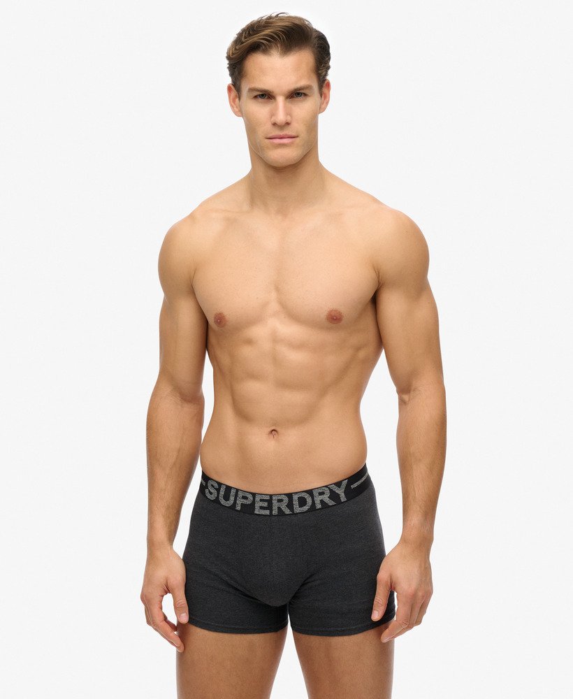 Superdry Boxer Unterhosen Bio-Baumwolle 3er Pack - Raven Black Marl - Schwarz