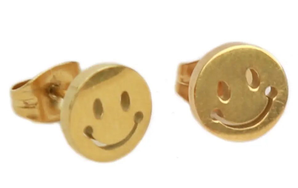Love Ibiza Gold Steckohrringe Smiley Emoji