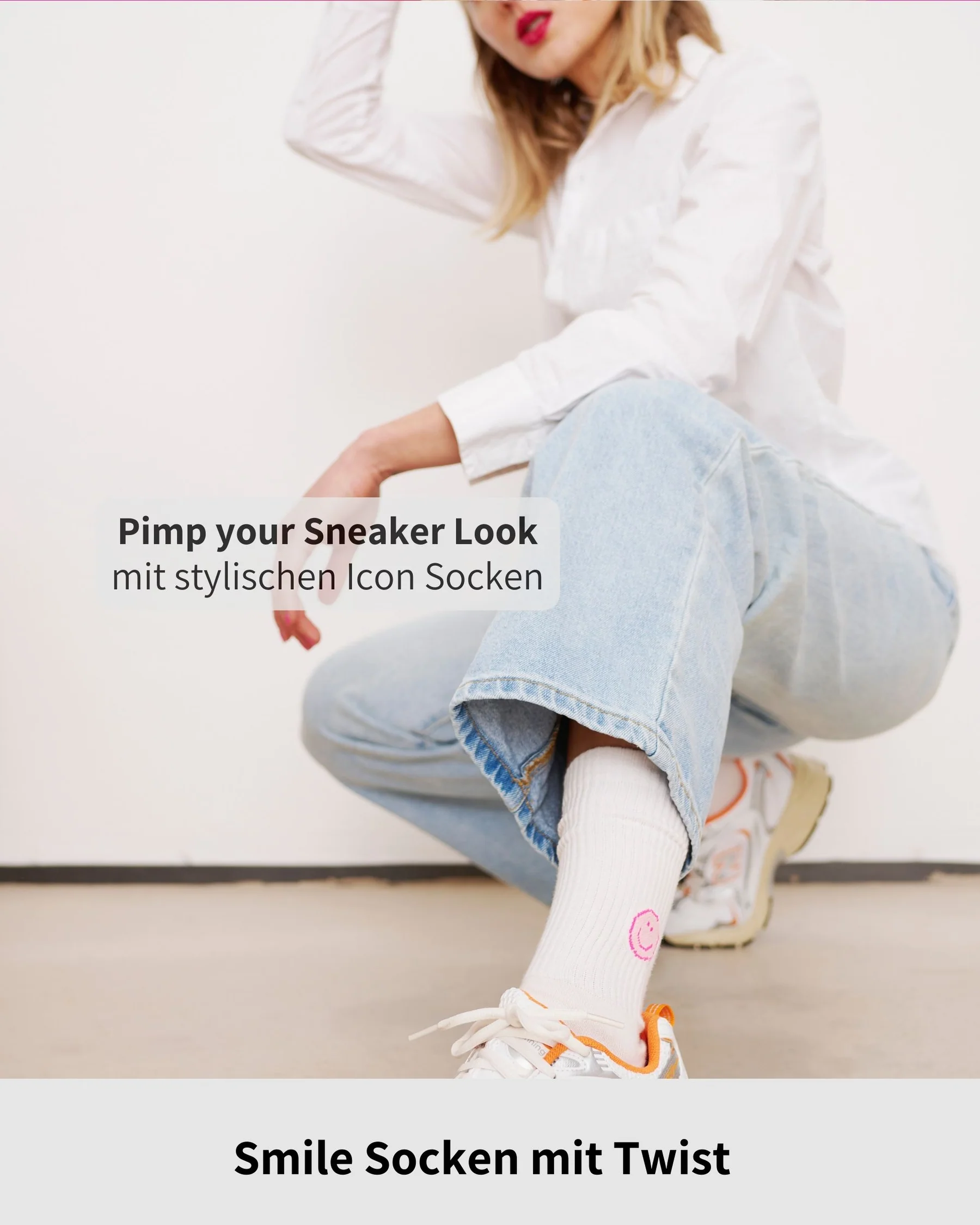 le ooley Icon Socken Glitter Pink Smile - Rosa Glitzer Smiley