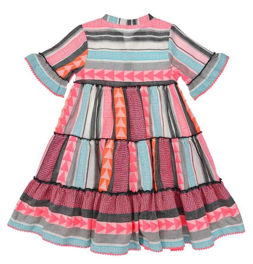 Bondi Tunika Kleid Ethno Print in Türkis, Neon Pink & Orange 