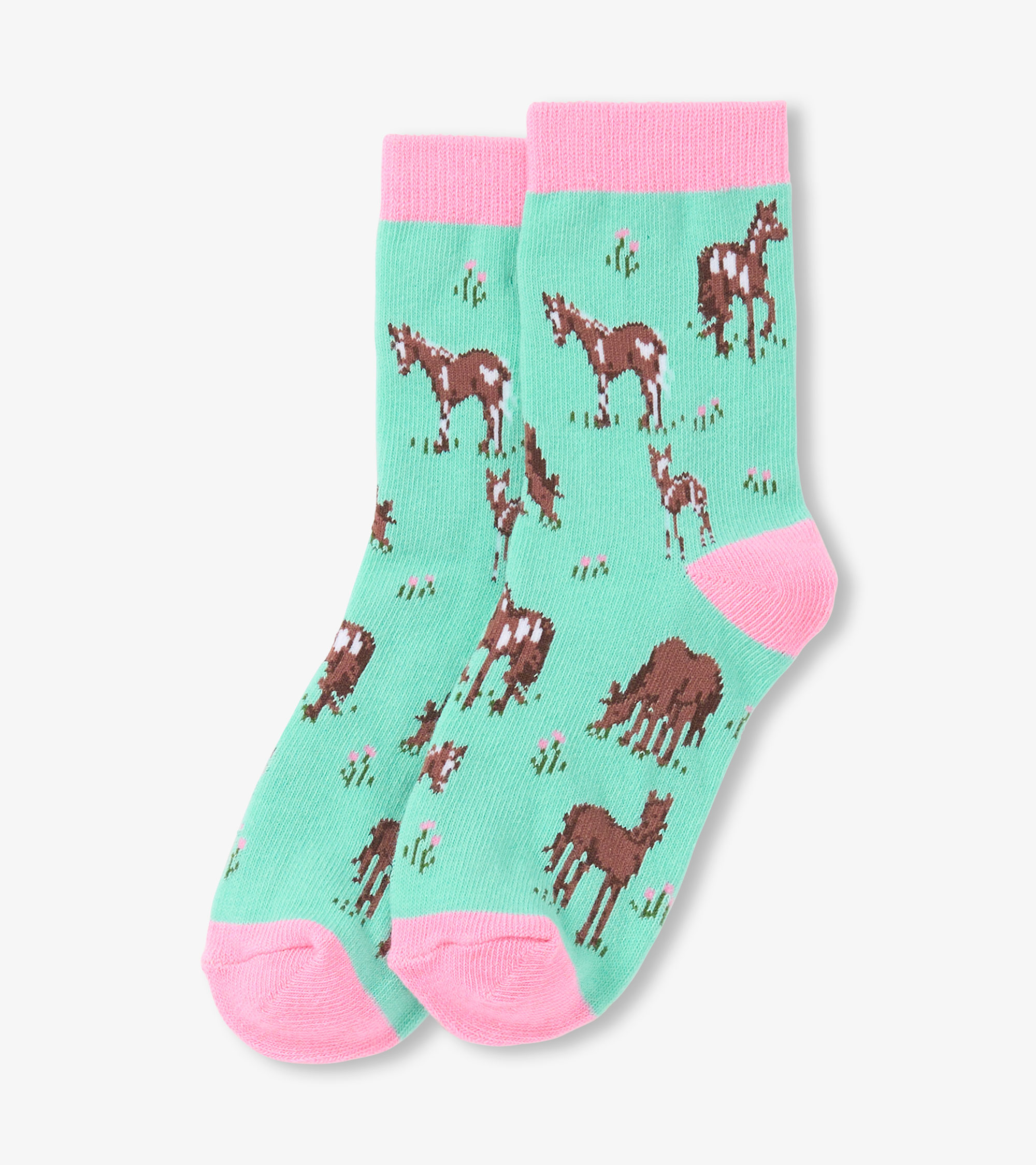 Little Blue House Kinder Socken in Türkis - Western Horses - Pferde