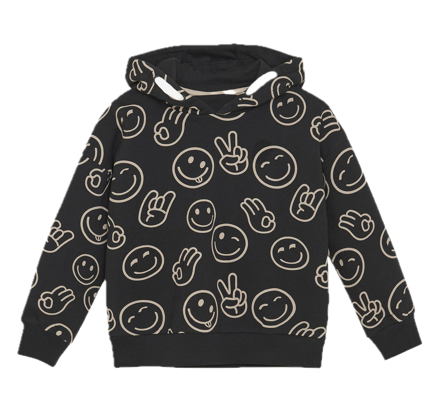 Minymo Hoodie mit allover Smileys - Tap Shoe/Schwarz