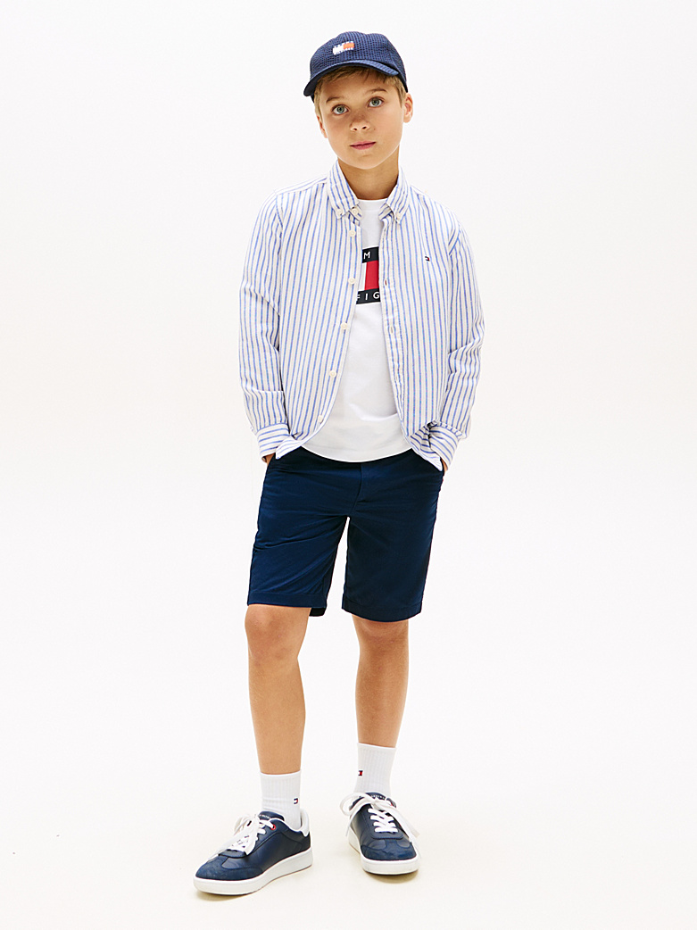 Tommy Hilfiger Gestreiftes Button-down-Hemd aus Leinenmix - Empire Blue Stripe - Blau Gestreift