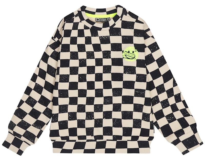 Tumble 'n Dry TND Ripley Sweatshirt Wavy Schachbrett mit Smiley