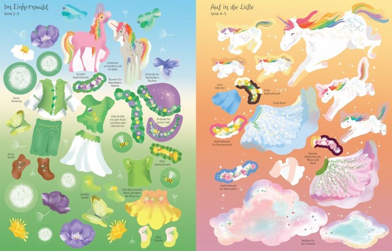 Usborne Mein Anziehpuppen-Stickerbuch - Regenbogen-Einhörner