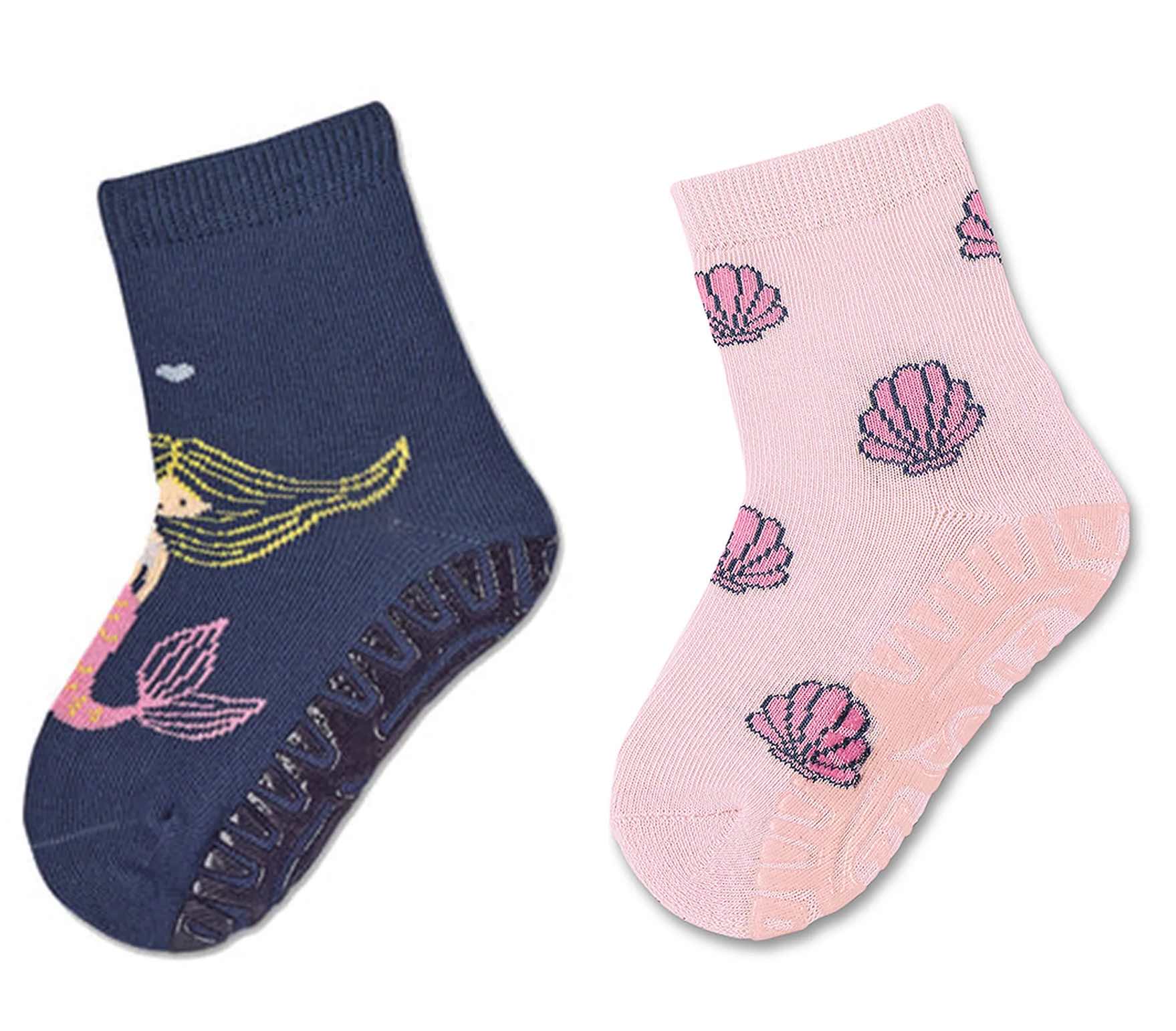 Sterntaler Fliesen Flitzer Stoppersocken - 2 Paar - Muscheln und Meerjungfrau