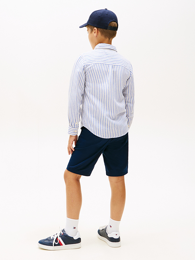 Tommy Hilfiger Gestreiftes Button-down-Hemd aus Leinenmix - Empire Blue Stripe - Blau Gestreift