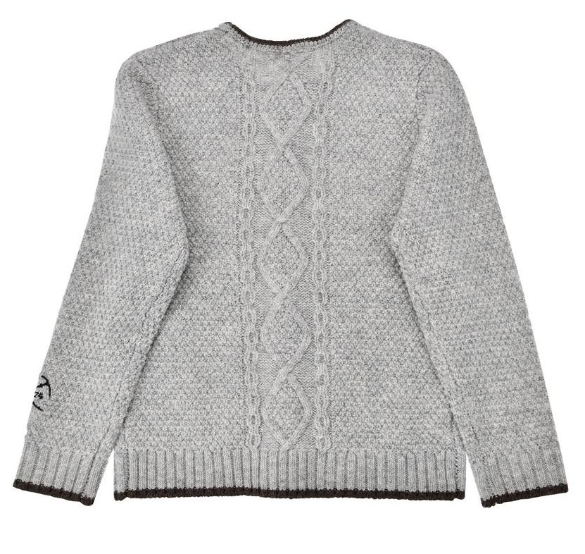 Bondi Trachten Strickjacke in Grau-Melange mit Zopfmuster 