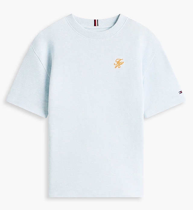 Tommy Hilfiger T-Shirt aus Jersey-Twill in Keepsake Blue mit Logo-Stickerei 