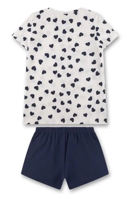 Sanetta Kurze Pyjama Navy Herzen Allover