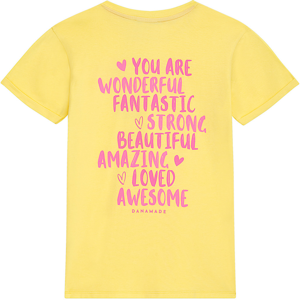 Danamade DLUCIA Damen T-Shirt in Lemonade Gelb & Pink - Yes You Can Girl