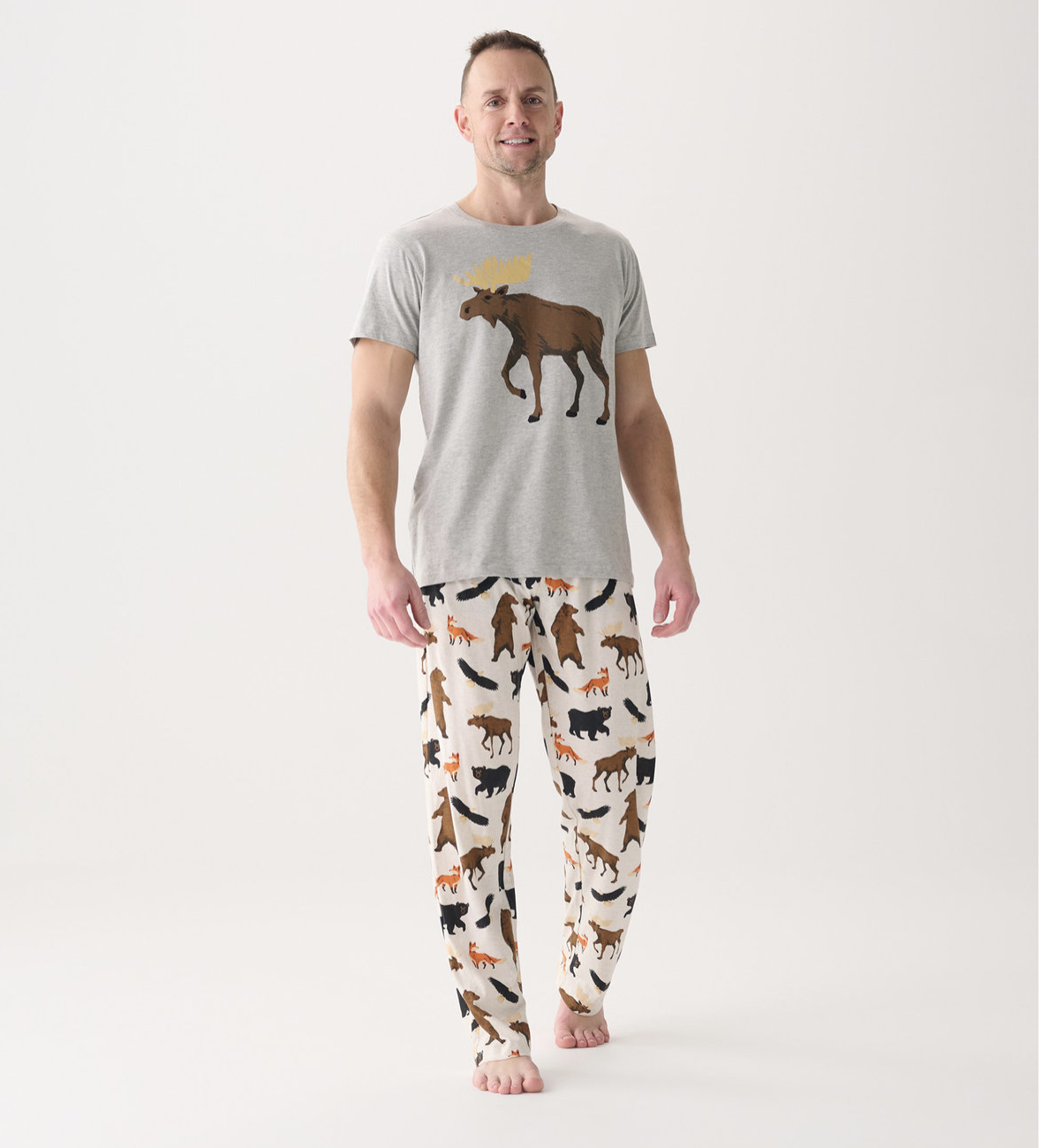 Little Blue House Herren Kurzarm T-Shirt in Grau - Wildlife Elch Little Blue House Herren Kurzarm T-Shirt in Grau - Wildlife Elch