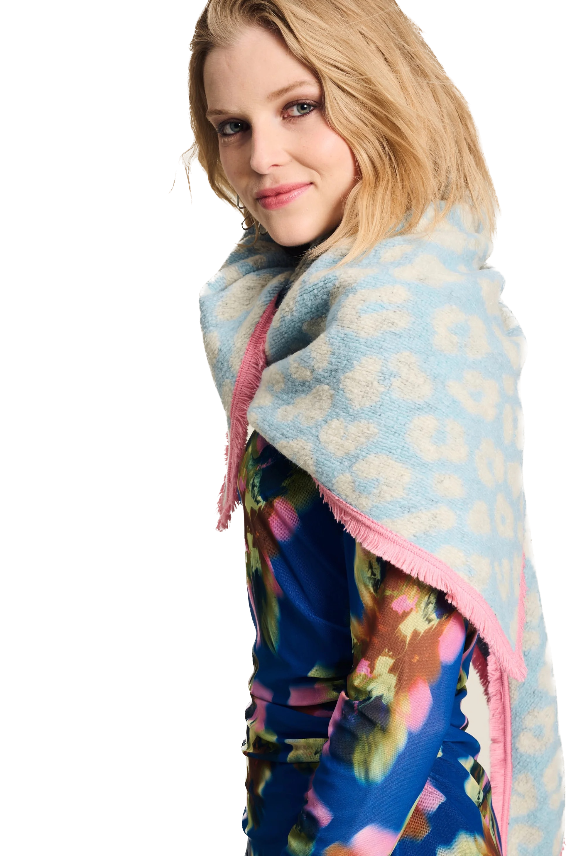 POM Amsterdam Dreieckstuch SHAWL - Animal Blue Ecru - SALE