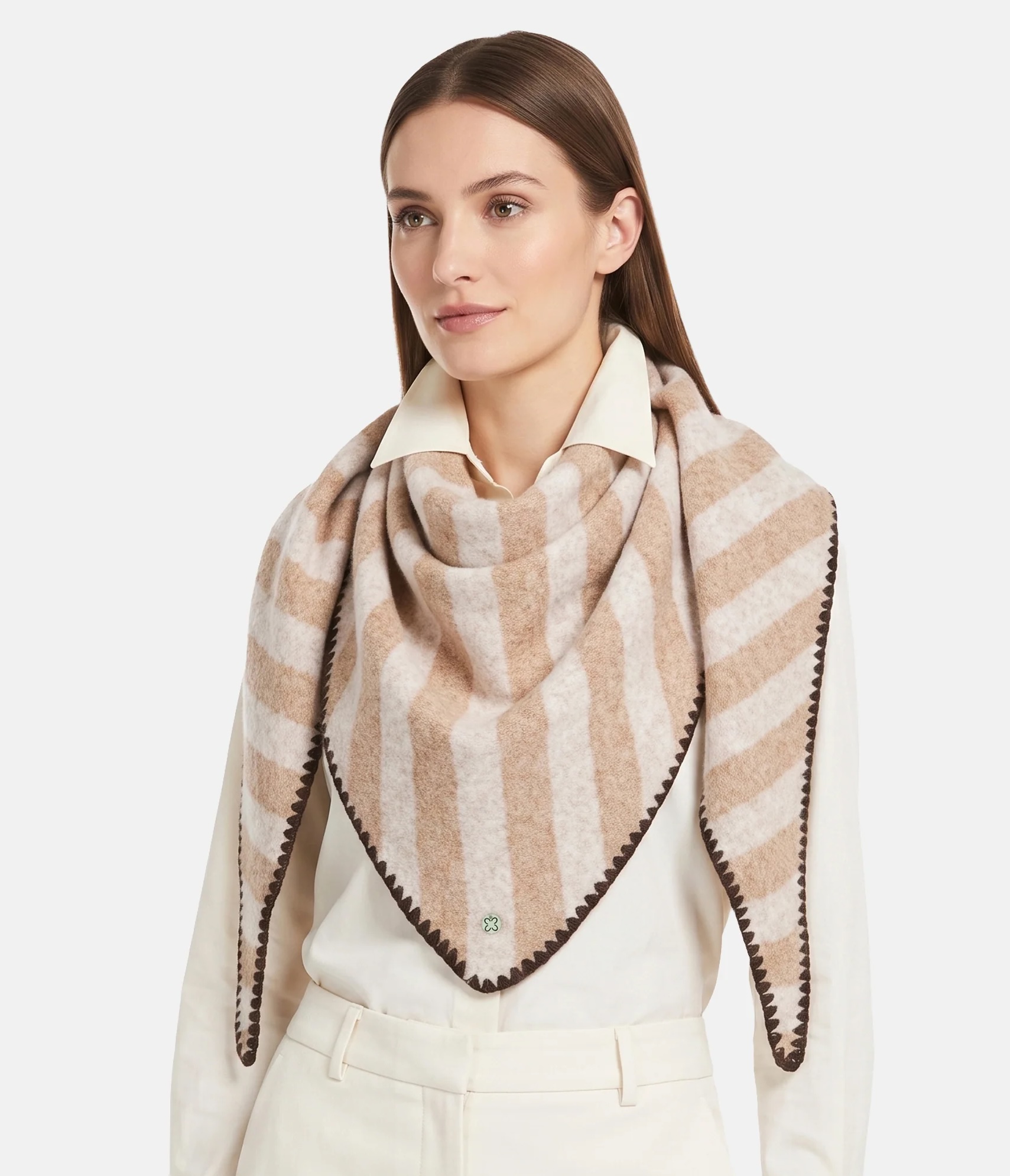 Codello Gestricktes Dreieckstuch mit Streifen Flauschig Weich in Beige & Creme