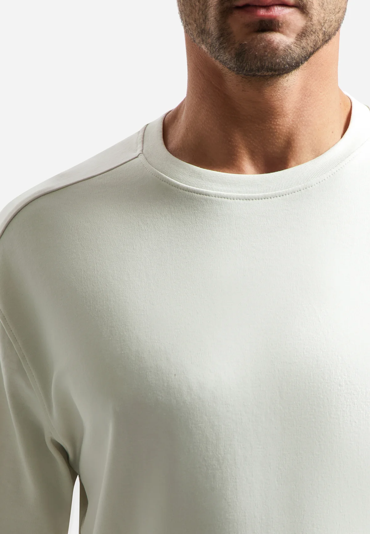 NO EXCESS Interlock-T-Shirt mit Rundhalsausschnitt in Kit Creme NO EXCESS Interlock-T-Shirt mit Rundhalsausschnitt in Kit Creme
