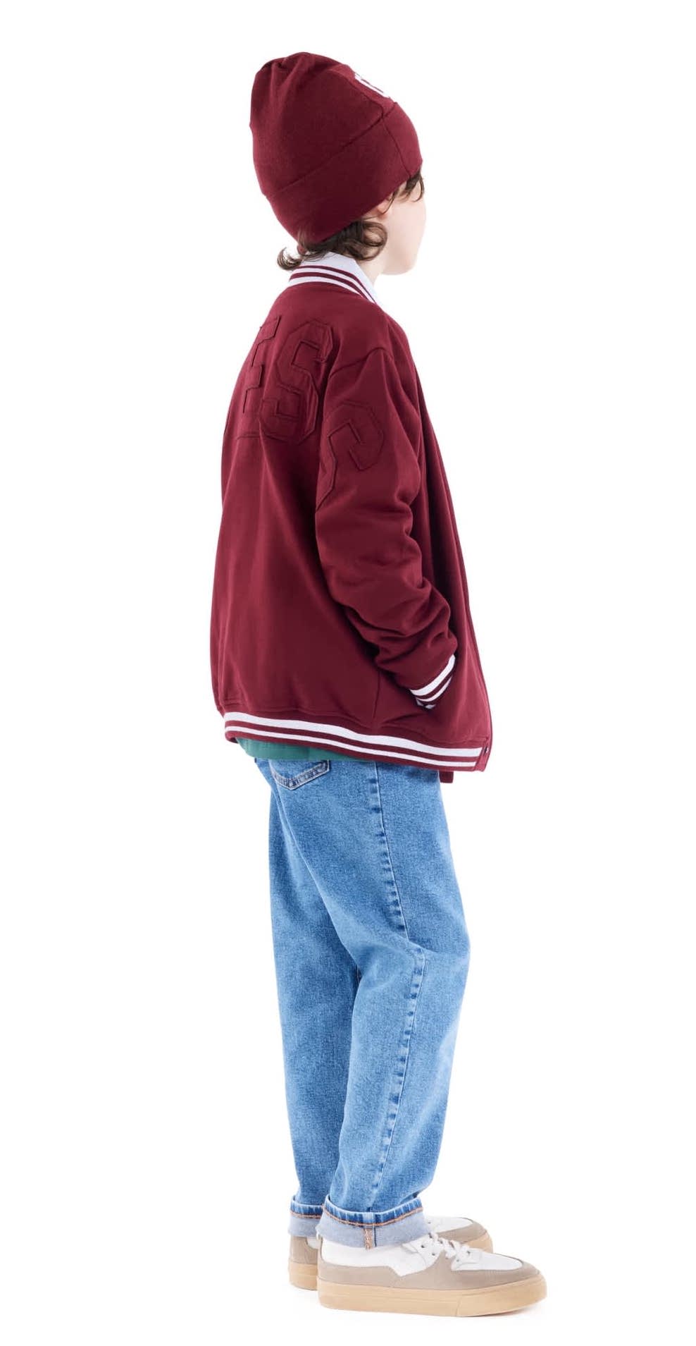 Guess Bestickte Bomberjacke College Jacke in Maroon Rot