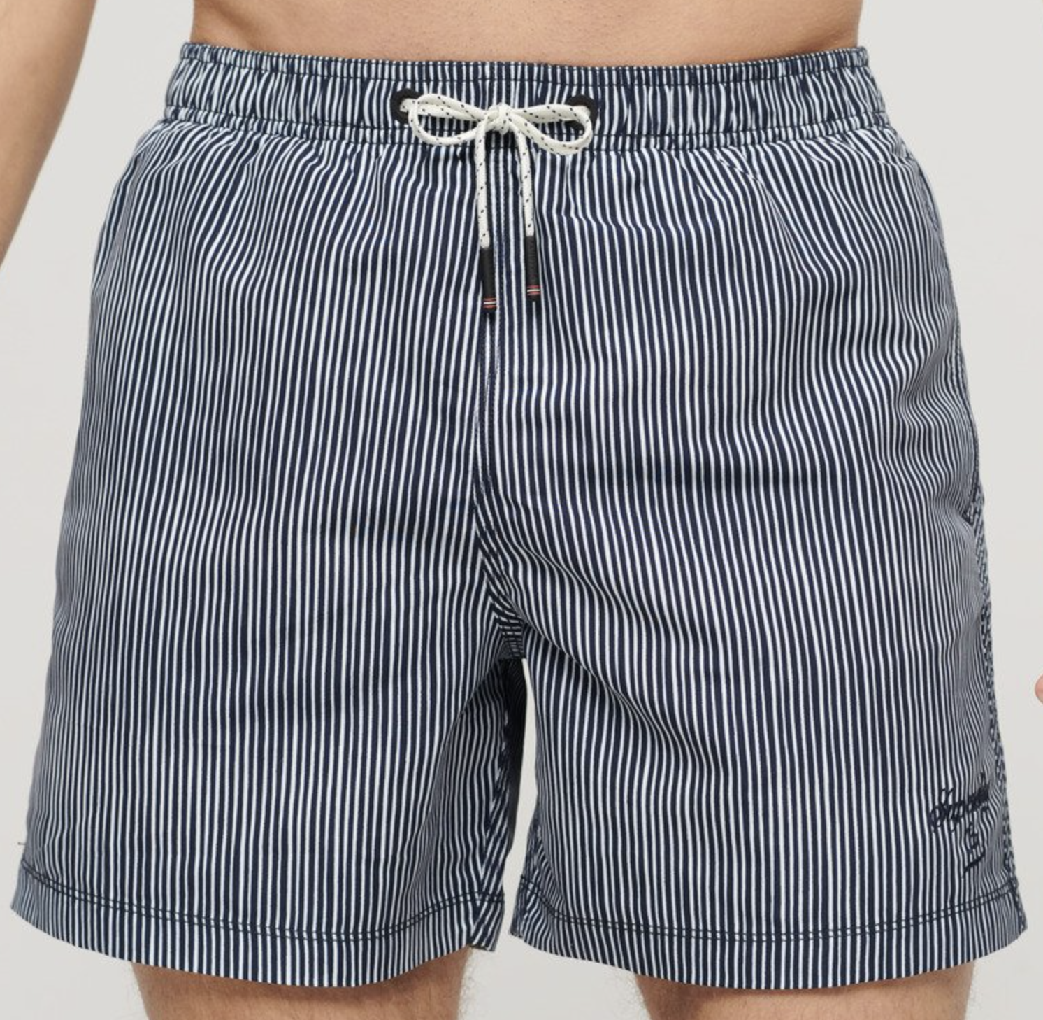 Superdry Badehose gestreift Schwarz/Weiß
