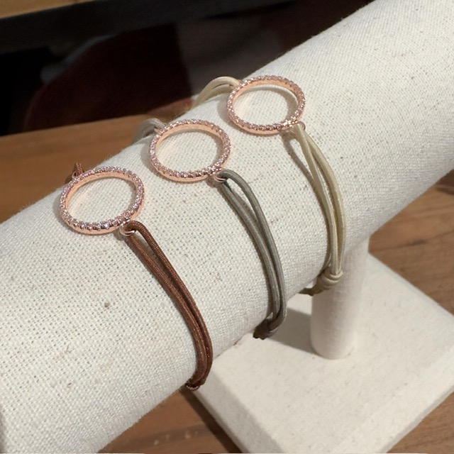 Lua Circle of Life Armband - Elastisch mit Gold Kreis - Creme, Grau & Braun