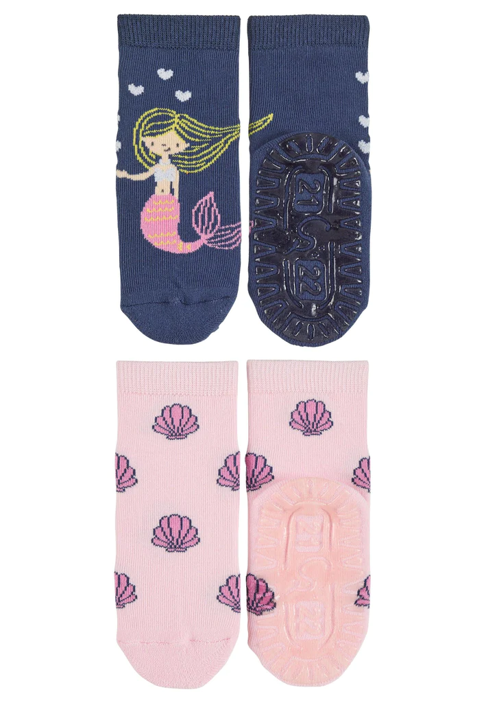 Sterntaler Fliesen Flitzer Stoppersocken - 2 Paar - Muscheln und Meerjungfrau