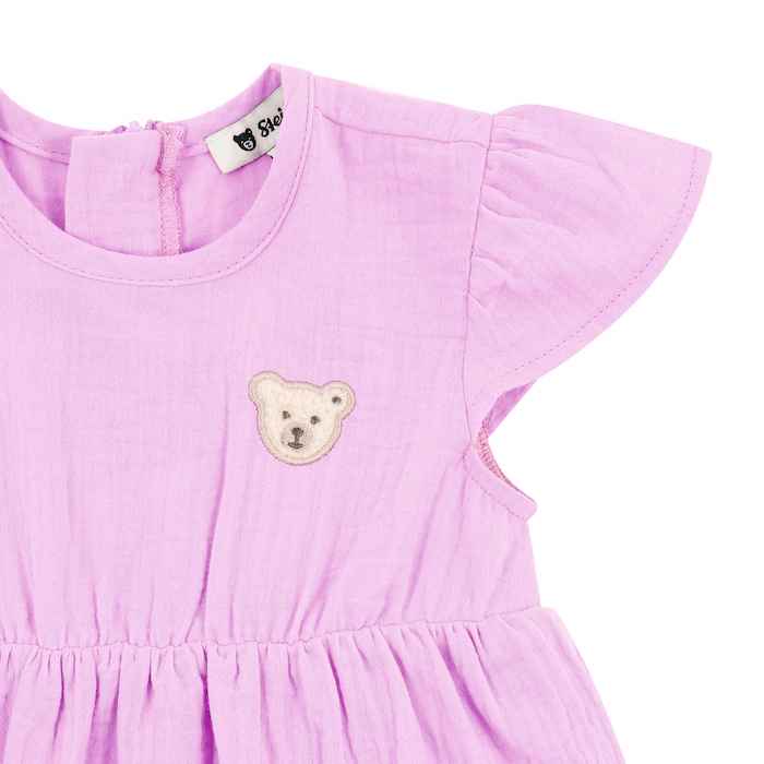 Steiff Baby Mädchen Musselin Sommer Kleid mit Body in Orchid Rosa 