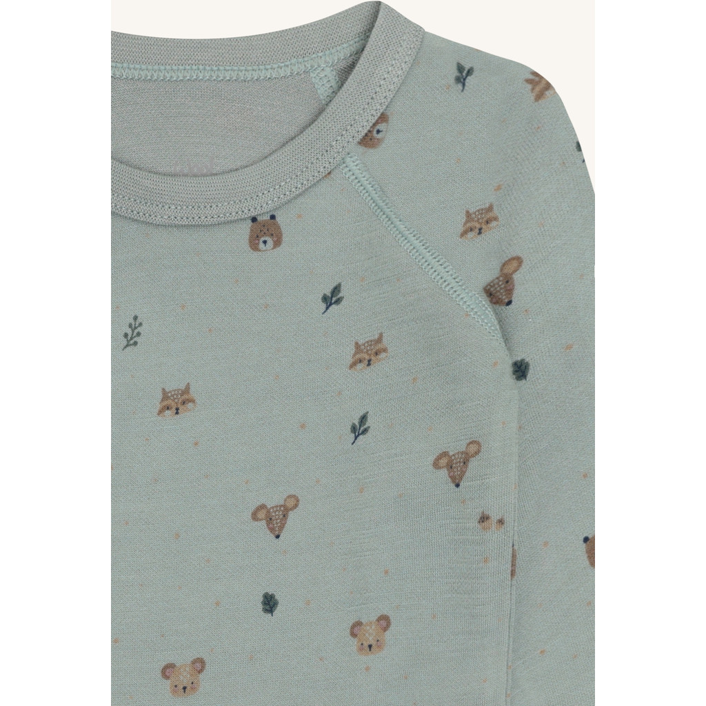 Hust & Claire Baloo Wickelbody Wolle Bambus Body in Slate Grün - Waldtiere Hust & Claire Baloo Wickelbody Wolle Bambus Body in Slate Grün - Waldtiere