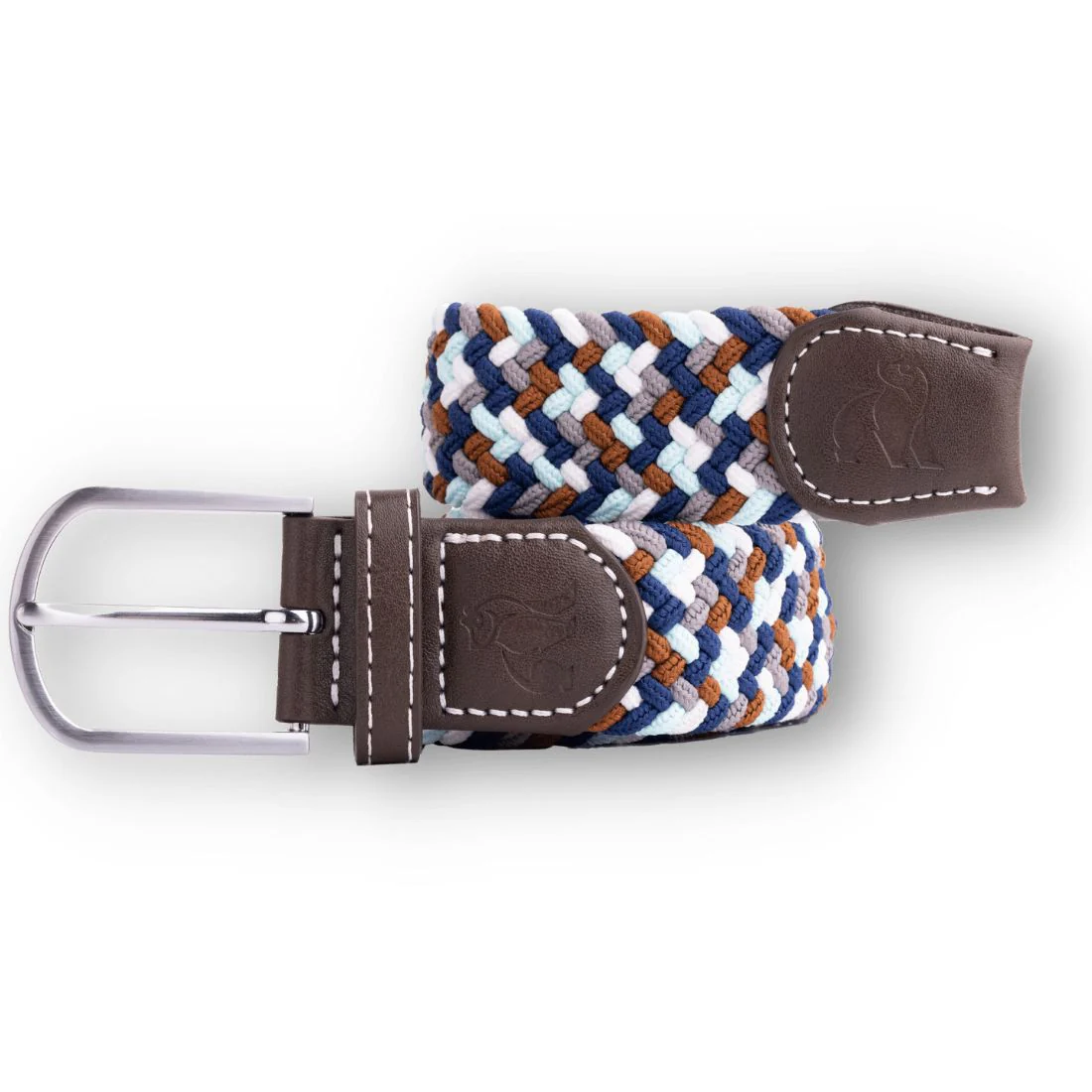 Swole Panda Stretchbandgürtel Navy/Grey/Brown Zigzag - Blau/Grau/Braun Zick Zack