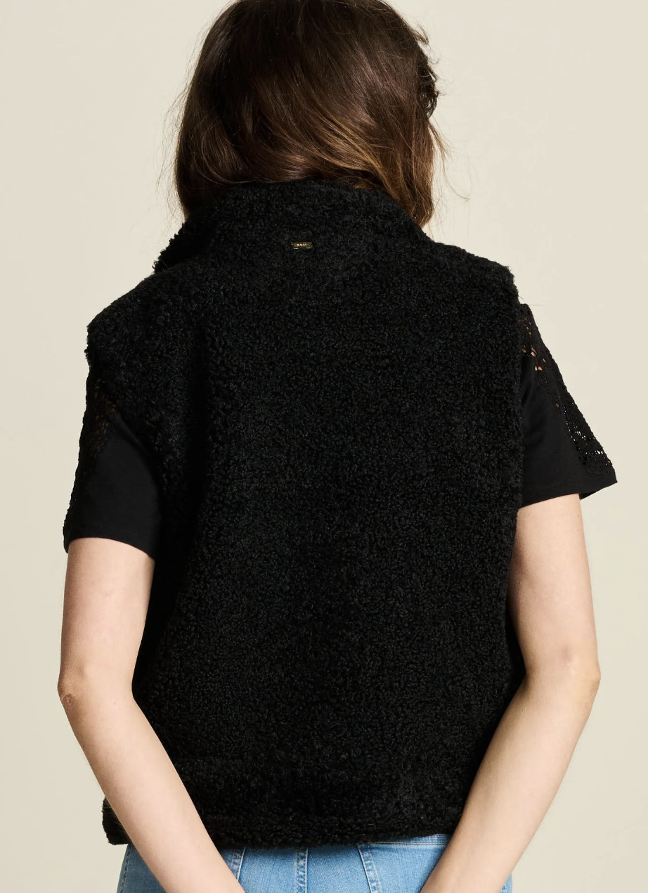 POM Amsterdam Teddy Love Weste Gilet in Schwarz POM Amsterdam Teddy Love Weste Gilet in Schwarz