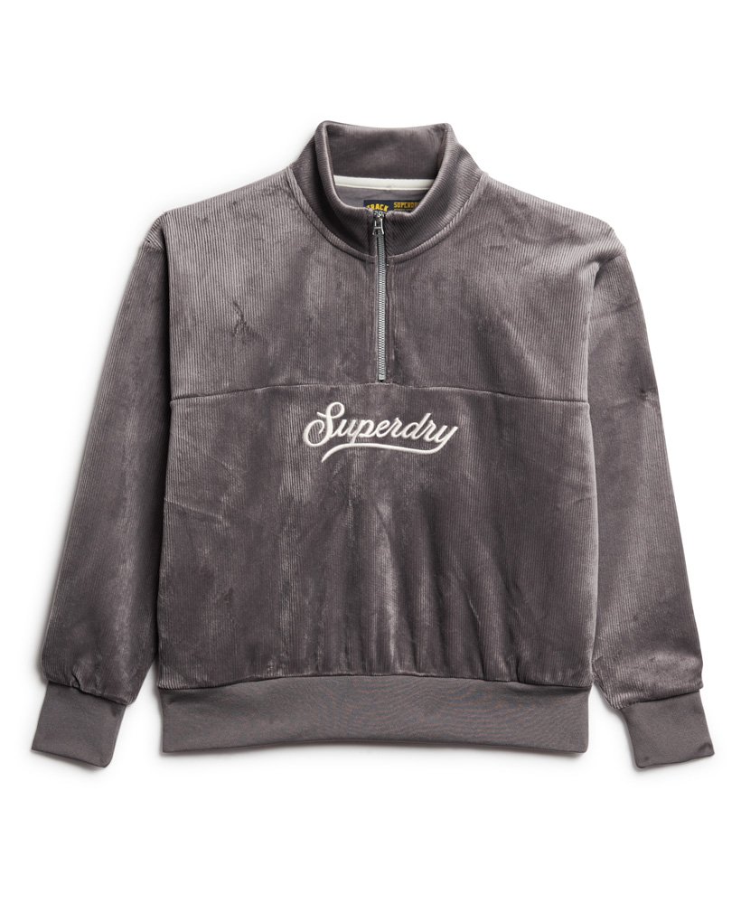Superdry Damen Sweatshirt Velours Rock Dark Grey - Steingrau - SALE