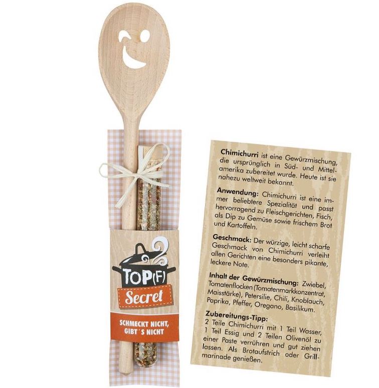 Gilde Holz Kochlöffel & Gewürz Set - Topf Secret
