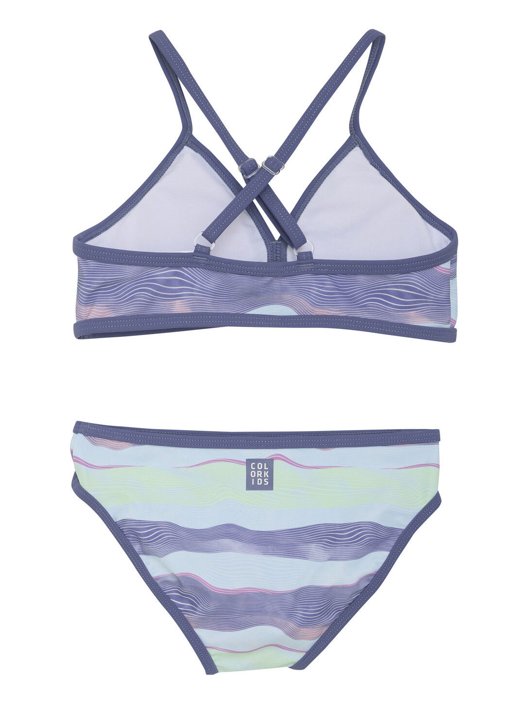 Color Kids Sporty Sportlicher Bikini mit Wellen Blau, Pink & Grün Color Kids Sporty Sportlicher Bikini mit Wellen Blau, Pink & Grün