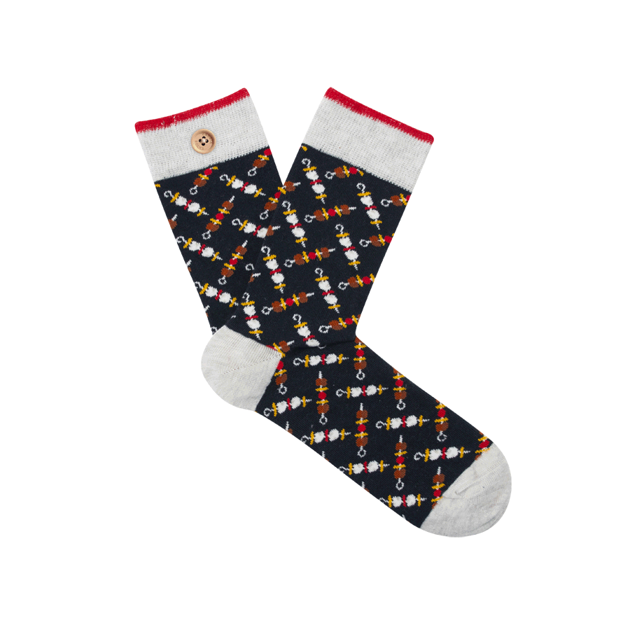 GAC-CABAIA-CHAUSSETTES-SOCKS-MAN-BENJAMIN-ET-JACQUES-BLACK-SS22-RGB-BD Cabaia Herren Socken - BENJAMIN & JACQUE - Fleischspieße