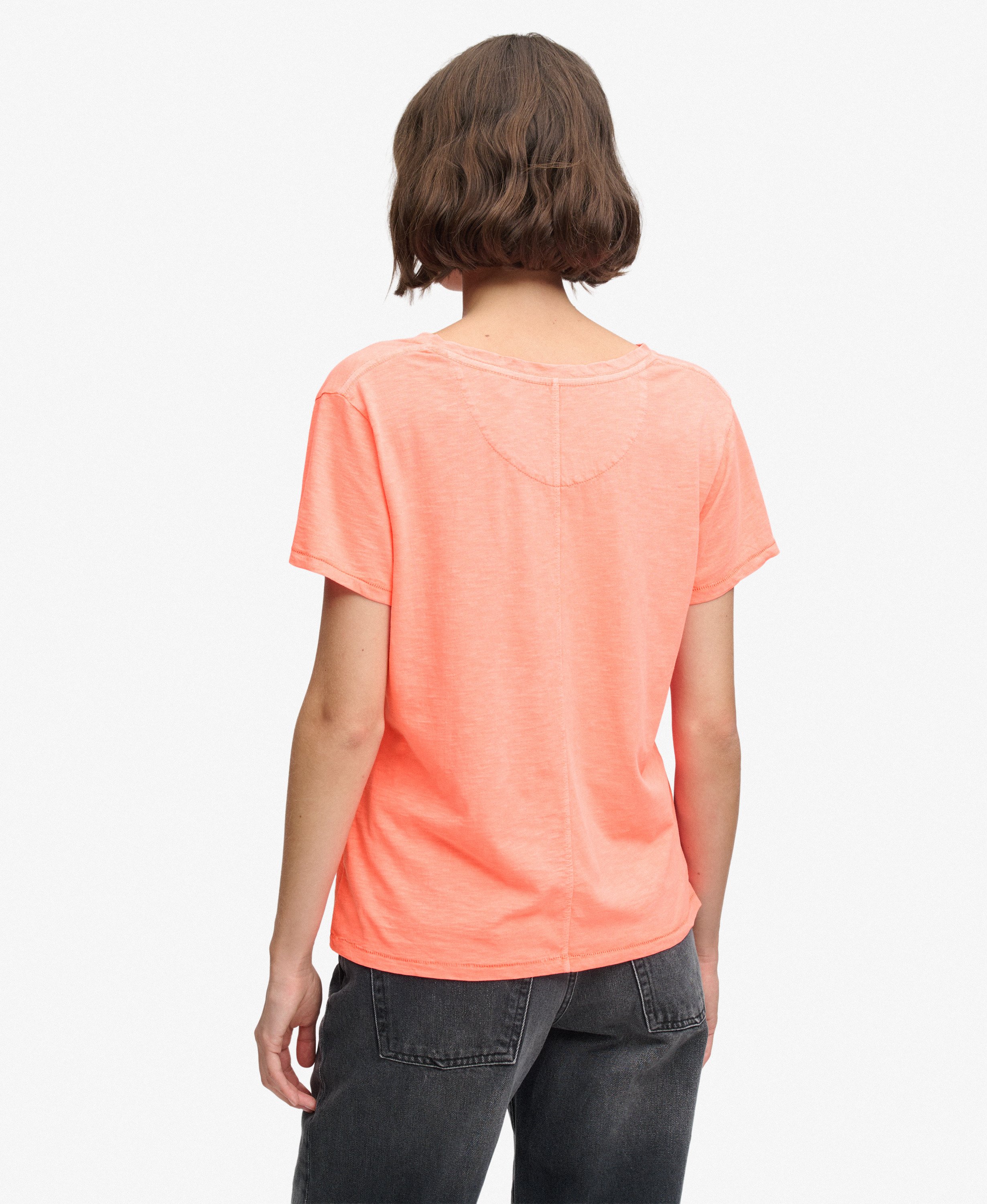 Superdry Damen Studios Slub T-Shirt - Neon Coral Superdry Damen Studios Slub T-Shirt - Neon Coral