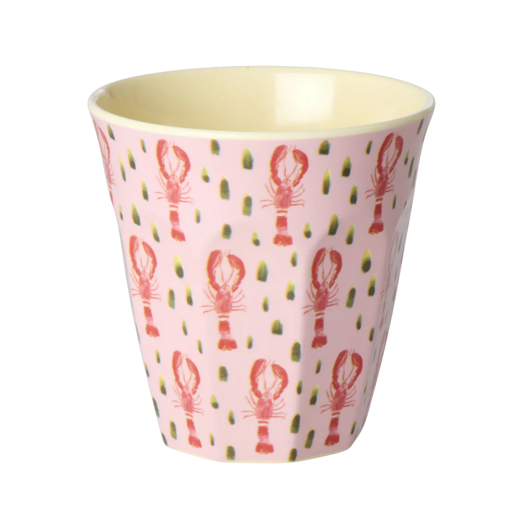 RICE Mittelgroße Melamin Becher in Rosa Pink - Lobster Print - Hummer RICE Mittelgroße Melamin Becher in Rosa Pink - Lobster Print - Hummer