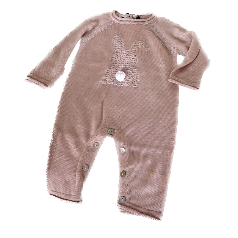Maglificio di Verona Strick Baby-Strampler aus reinem Eukalyptusholz – kleines Häschen in Rosa Maglificio di Verona Strick Baby-Strampler aus reinem Eukalyptusholz – kleines Häschen in Rosa
