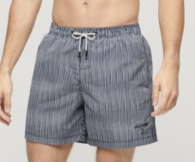 Superdry Badehose gestreift Schwarz/Weiß Superdry Badehose gestreift Schwarz/Weiß